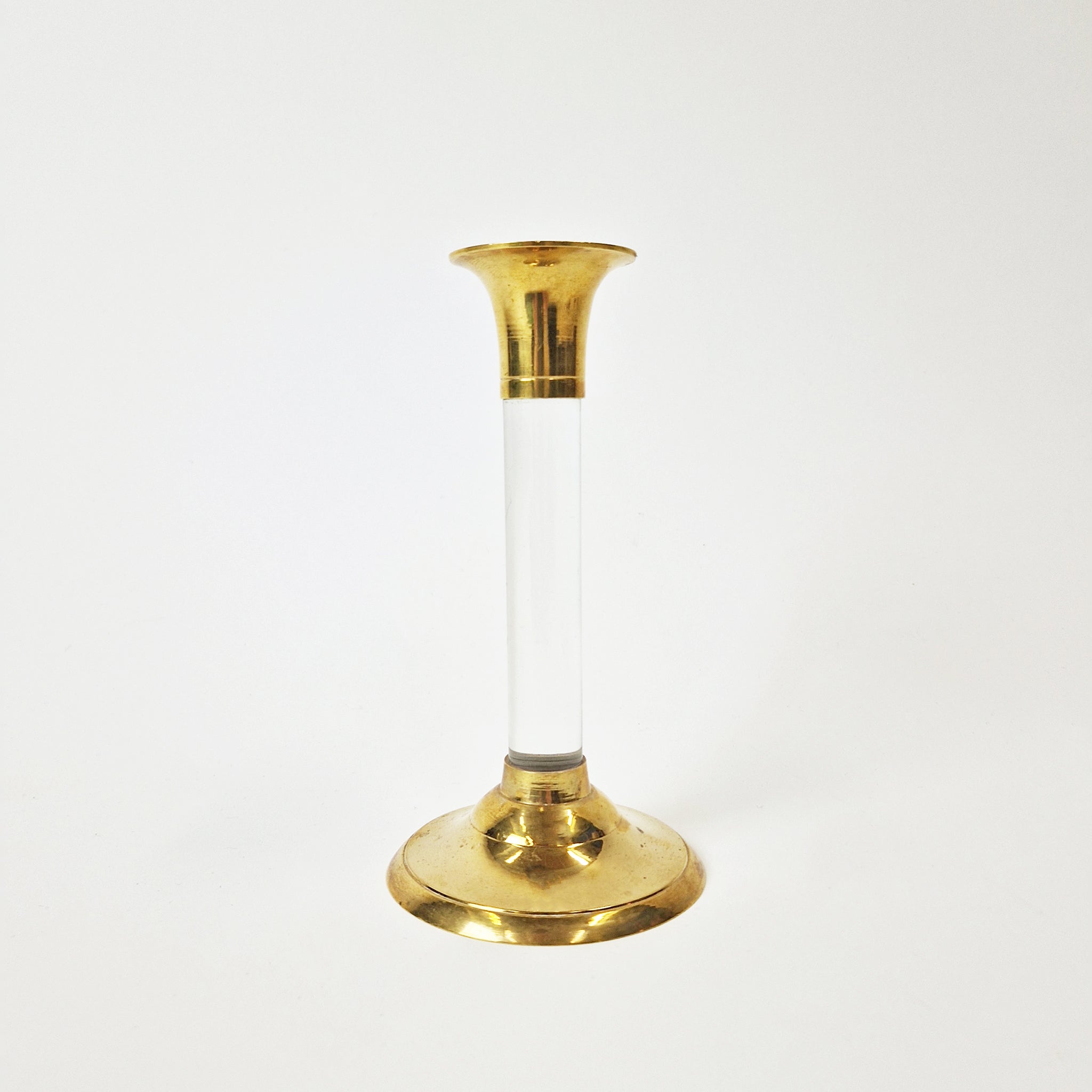 Vintage Italian lucite and brass candle holder