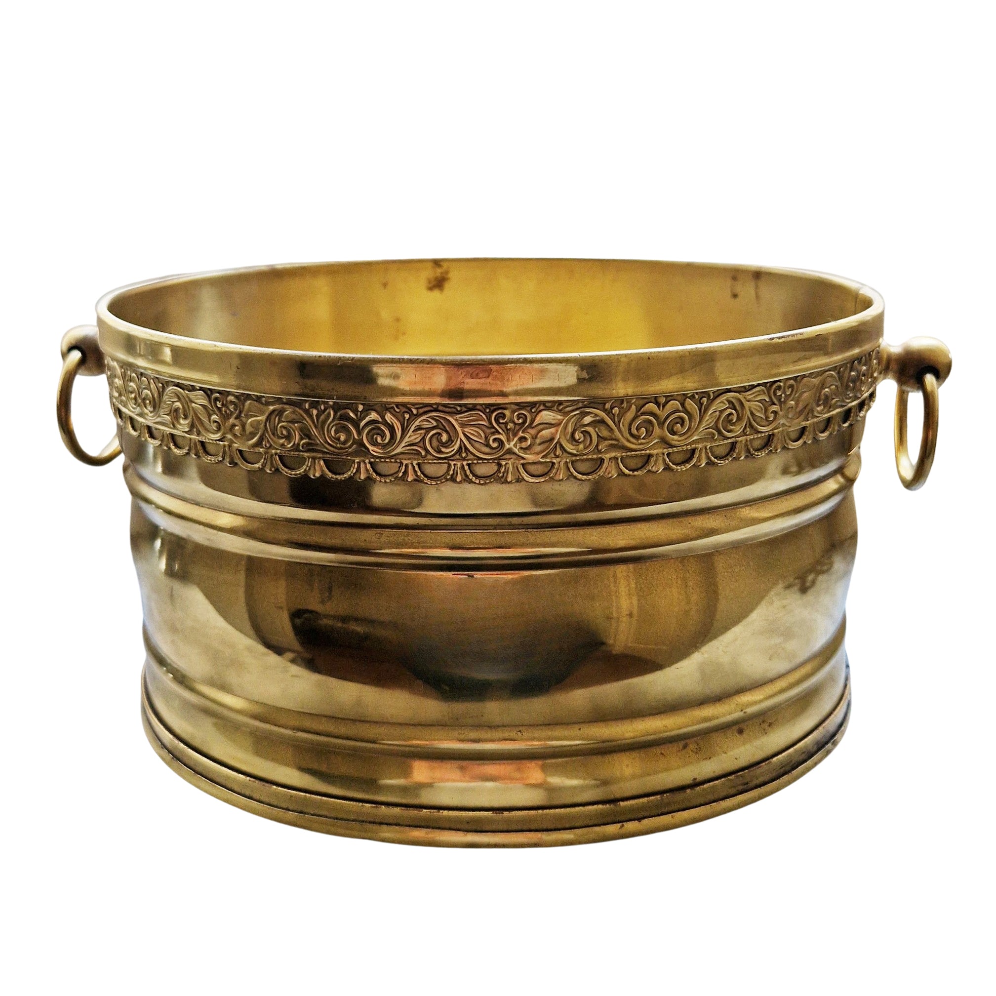 Vintage Italian oval brass planter