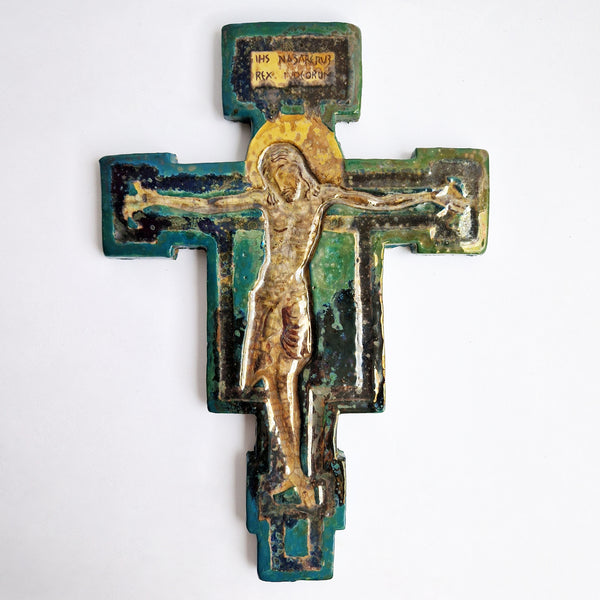 Vintage Italian ceramic crucifix