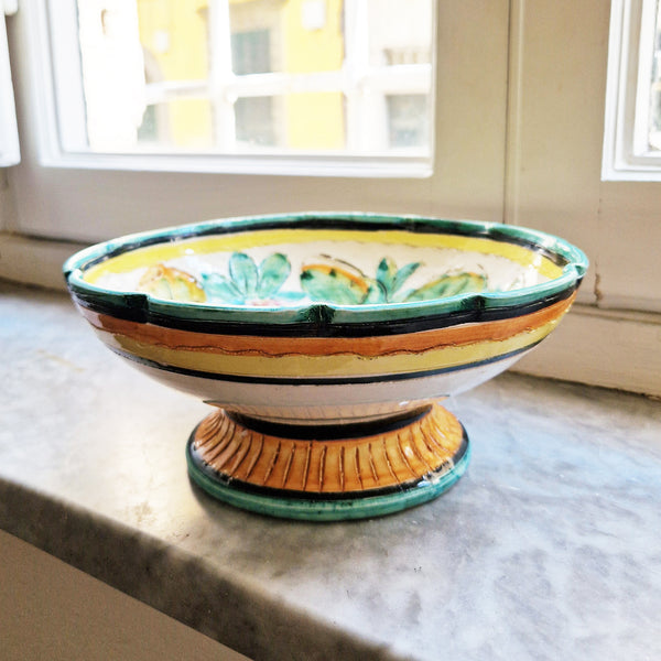 Vintage Italian ceramic footed bowl