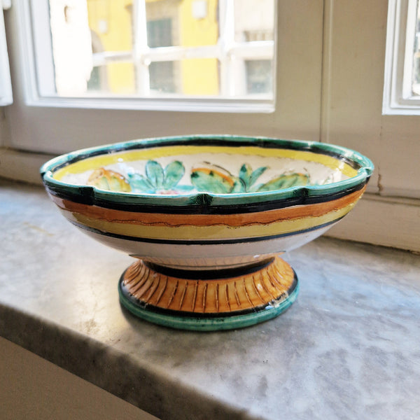 Vintage Italian ceramic footed bowl