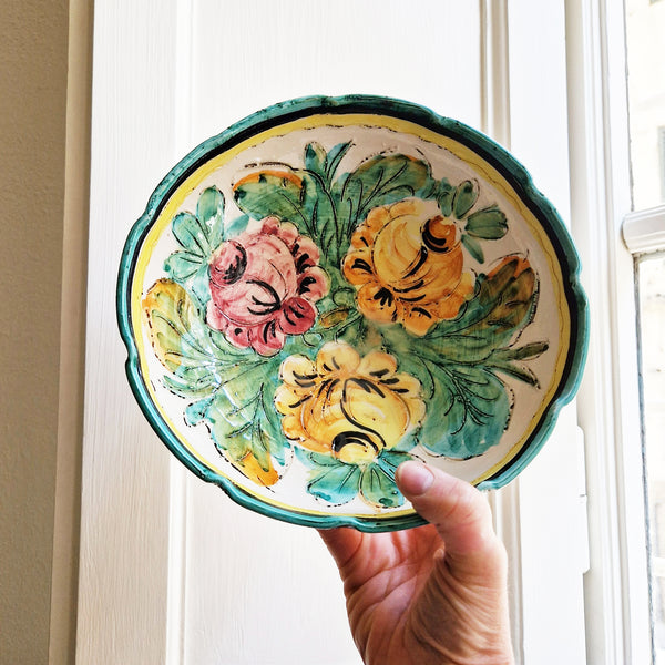 Vintage Italian ceramic footed bowl