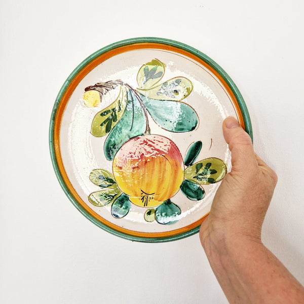 Vintage Italian ceramic plate with apple