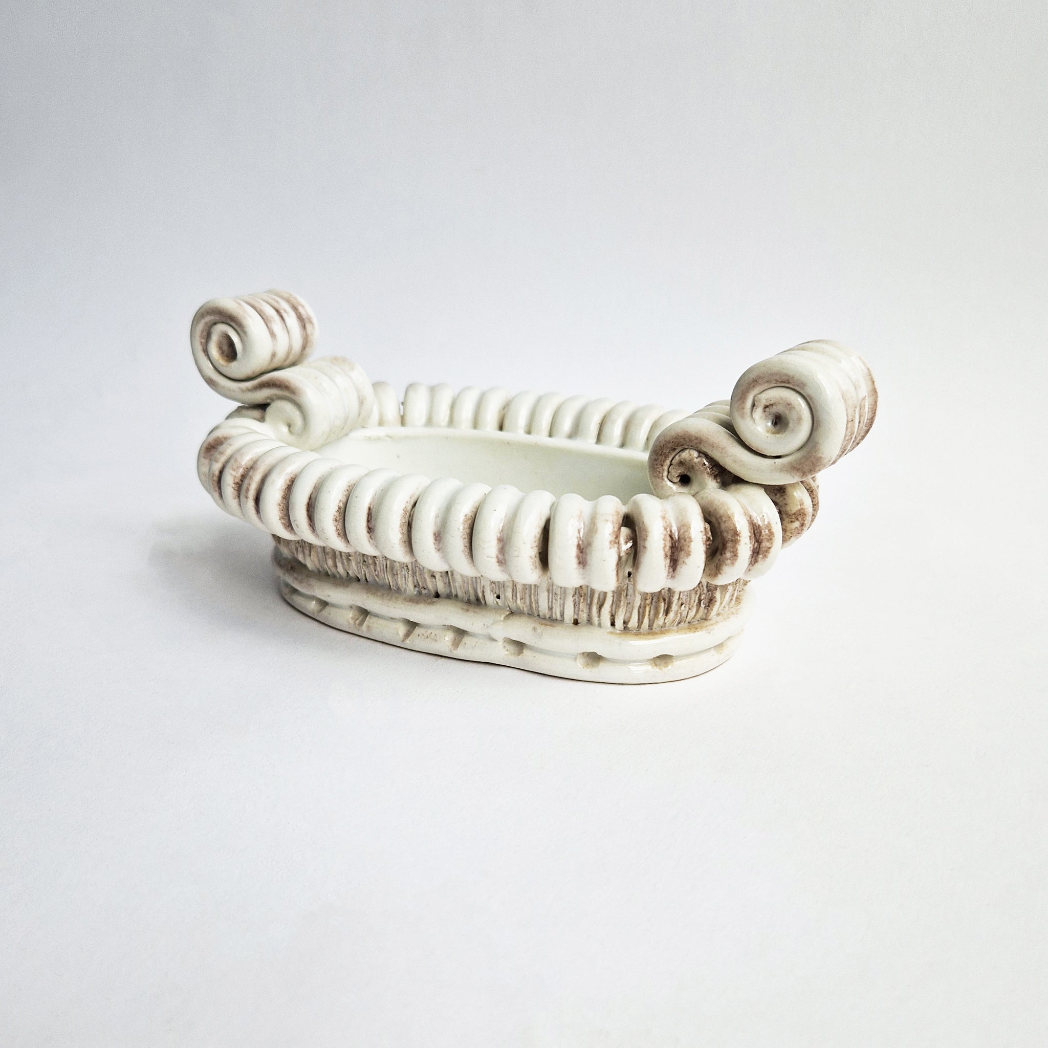 Vintage Italian trinket dish with scrolls
