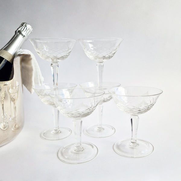 Vintage Italian champagne coupes set (2 sets of 6 available)
