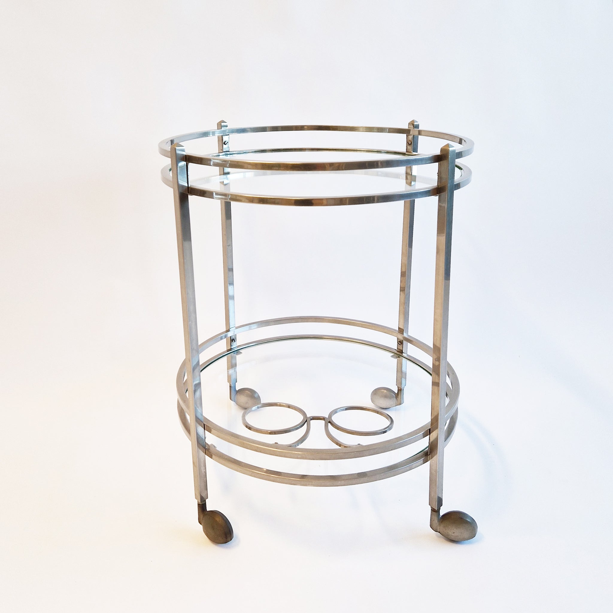 Vintage Italian round chrome trolley