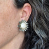 Vintage Italian pearl flower clip earrings