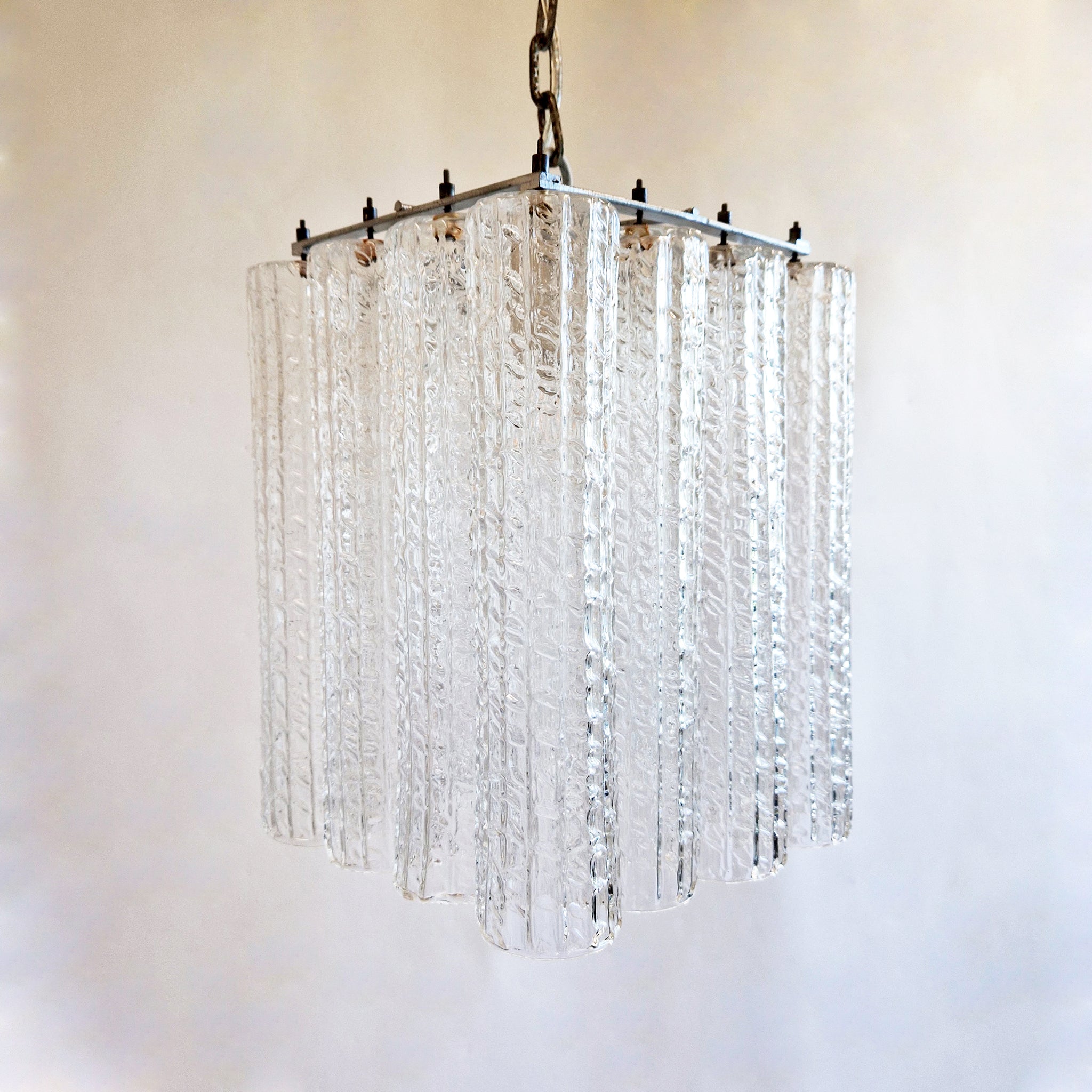 Vintage Italian glass chandelier in Venini style