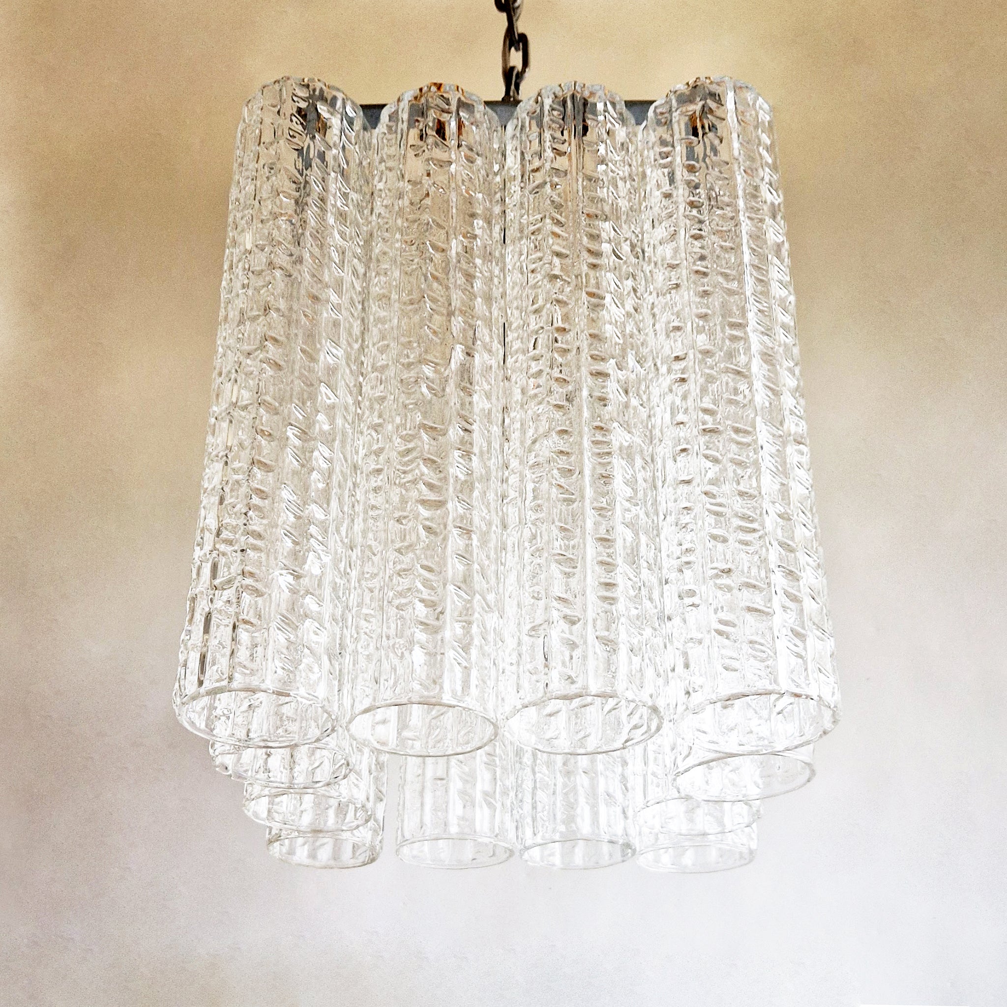 Vintage Italian glass chandelier in Venini style