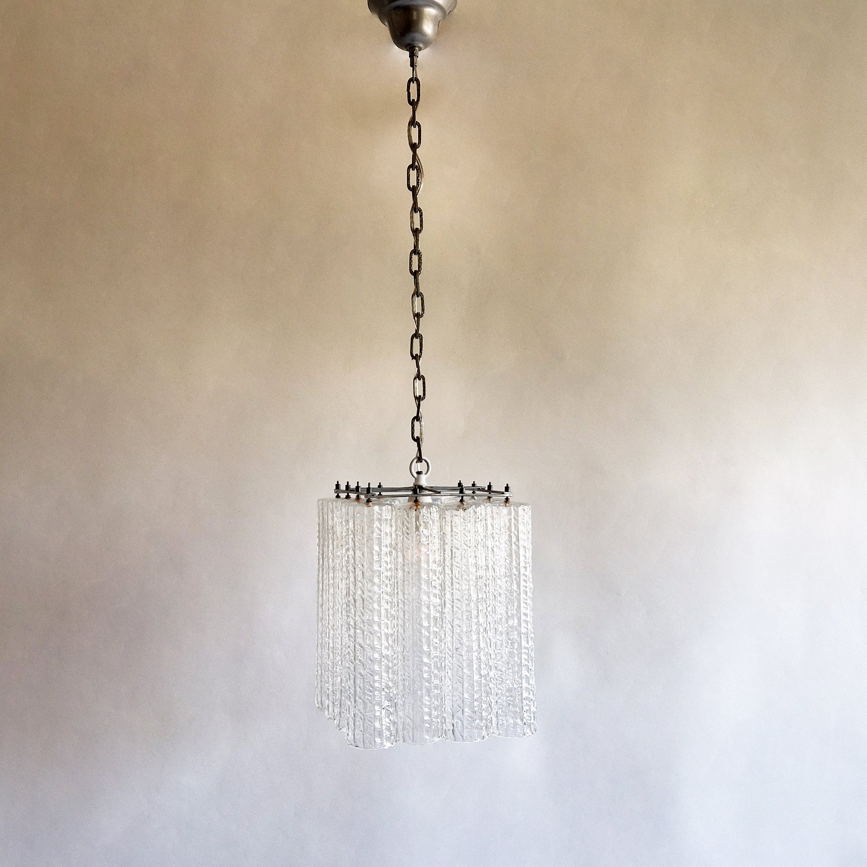 Vintage Italian glass chandelier in Venini style