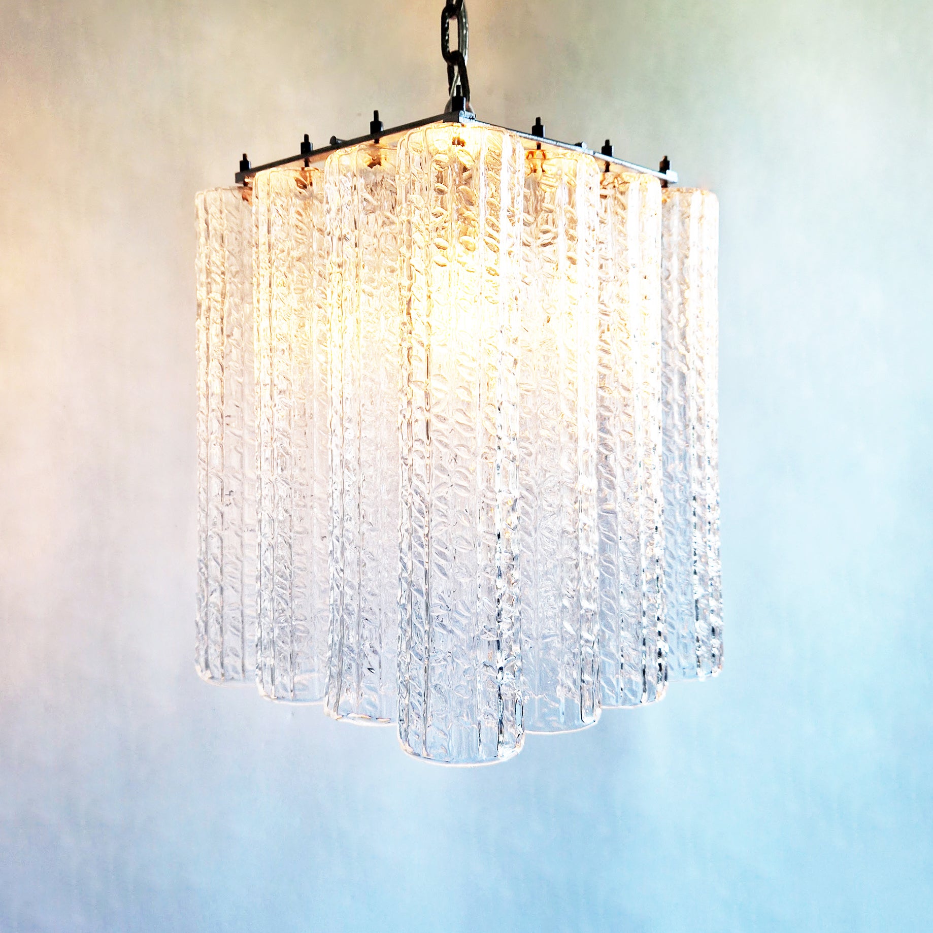 Vintage Italian glass chandelier in Venini style