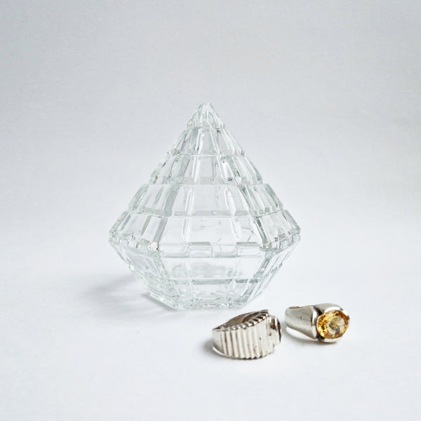 Vintage glass pyramid trinket box