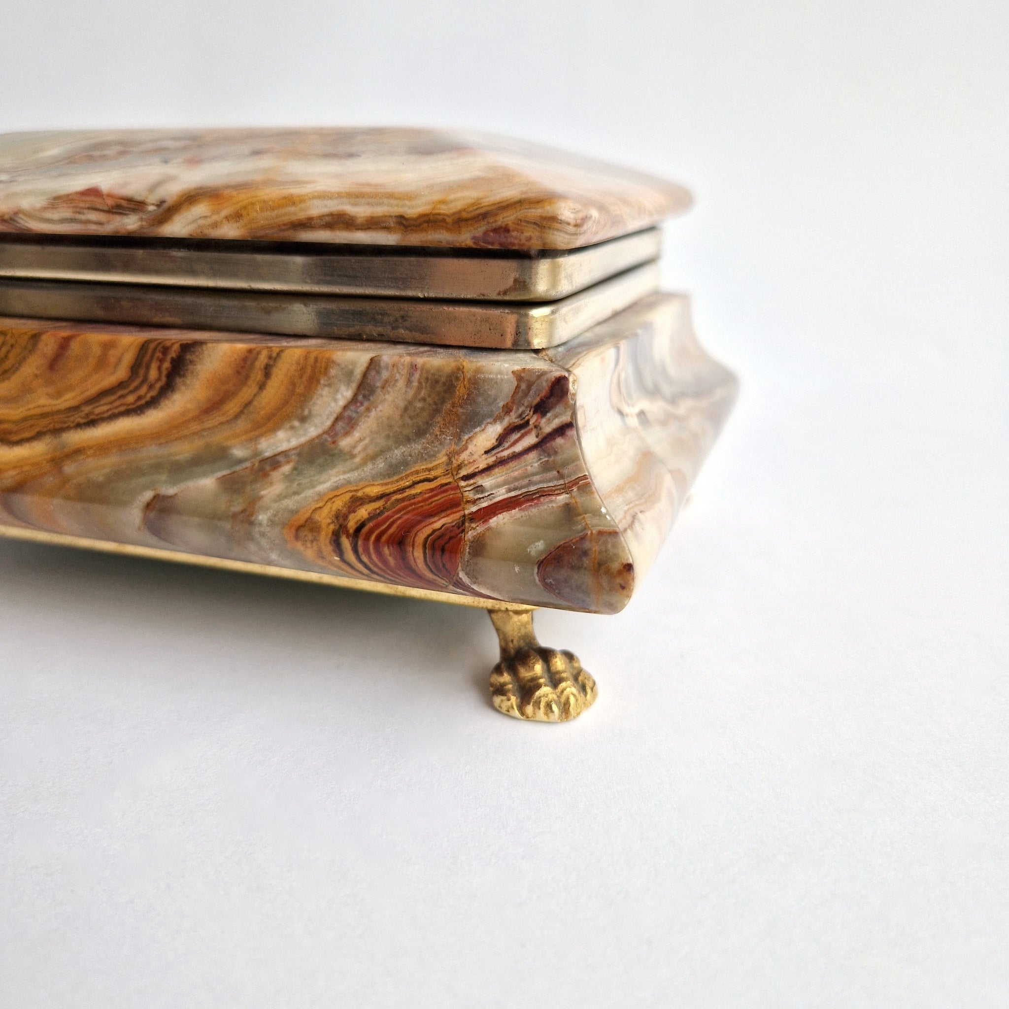 Mid-century large Italian onyx jewelry box