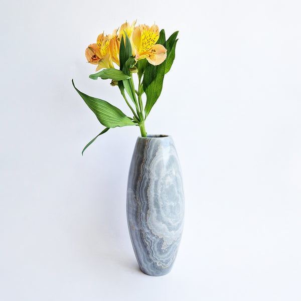 Vintage Italian gray onyx vase