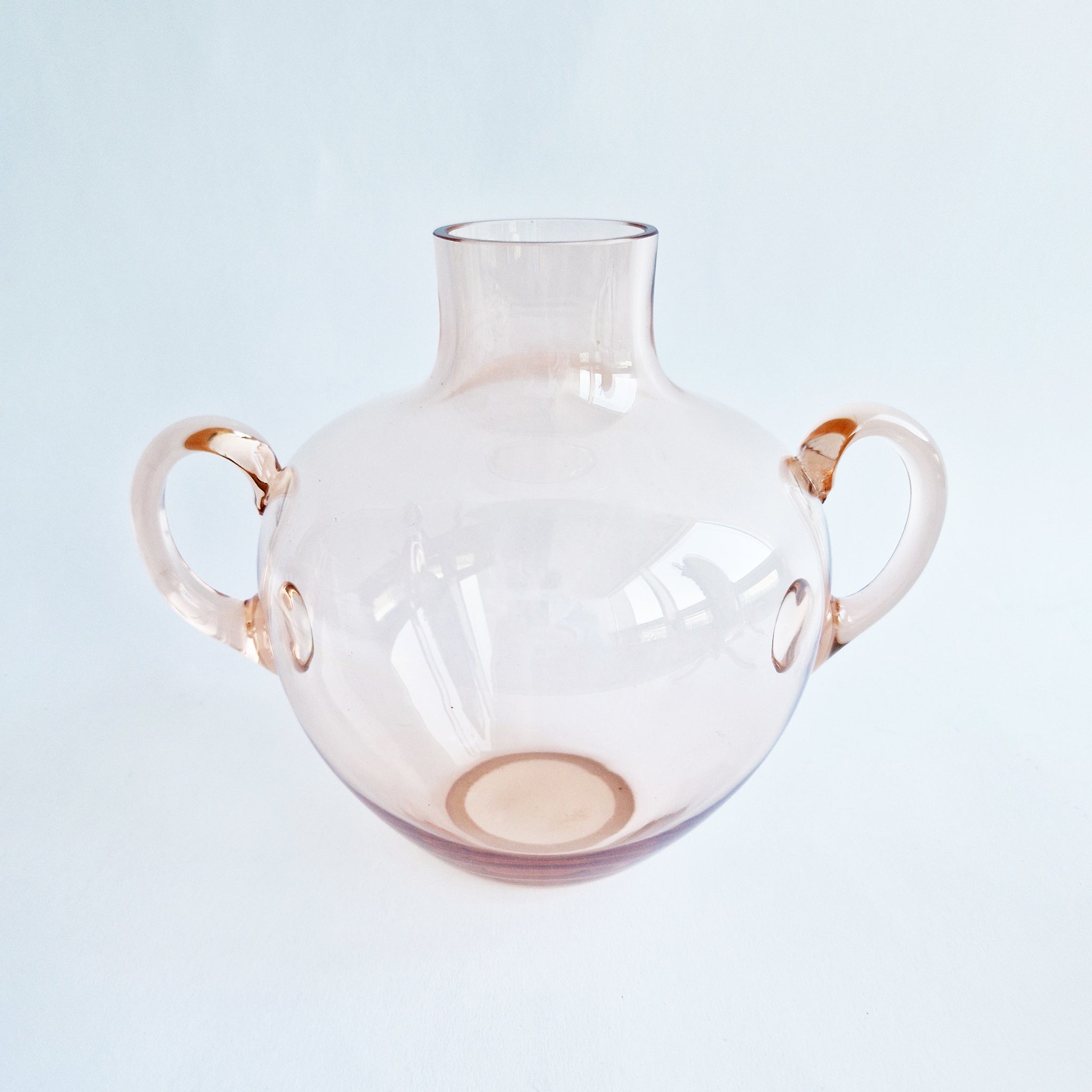 Vintage Italian pink glass vase with handles