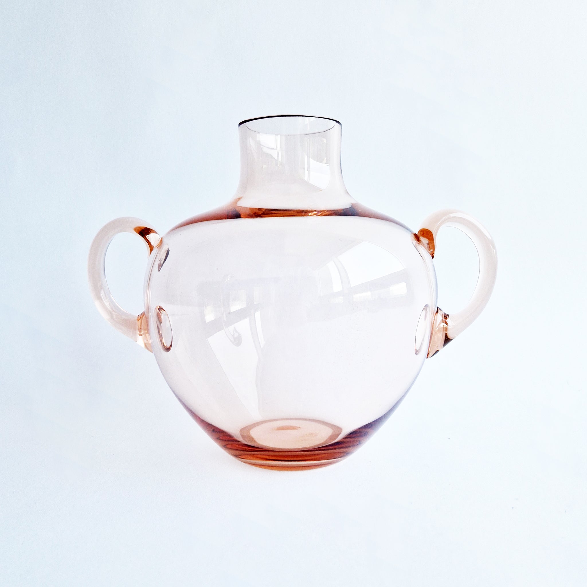 Vintage Italian pink glass vase with handles