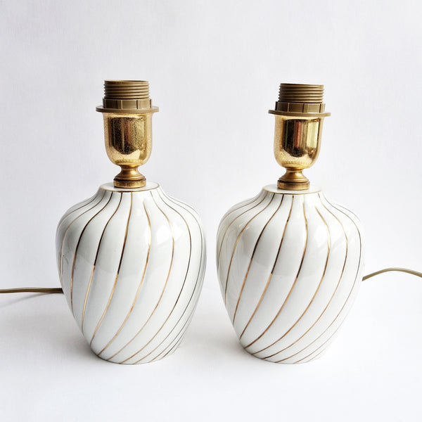 Vintage Italian porcelain table lamp pair