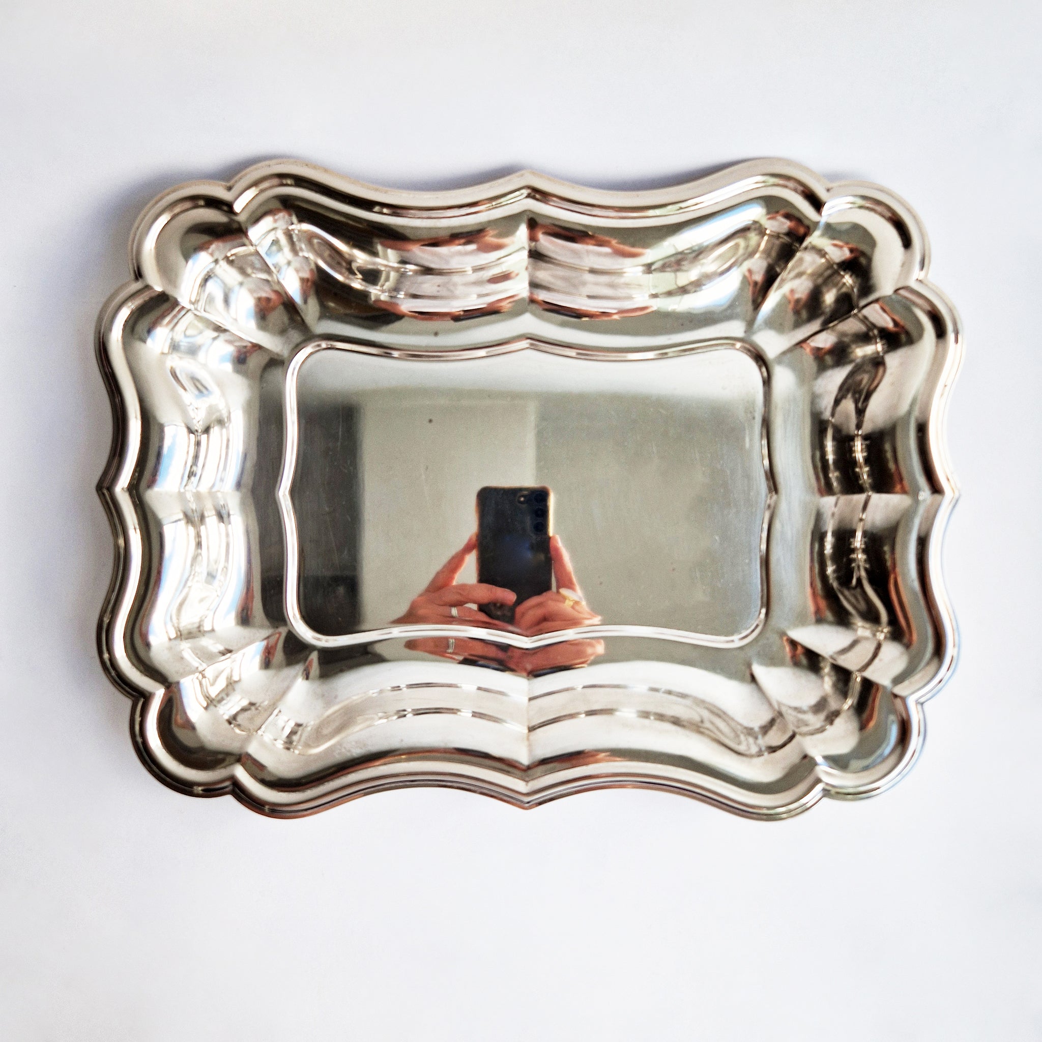 Vintage Italian large scalloped tray