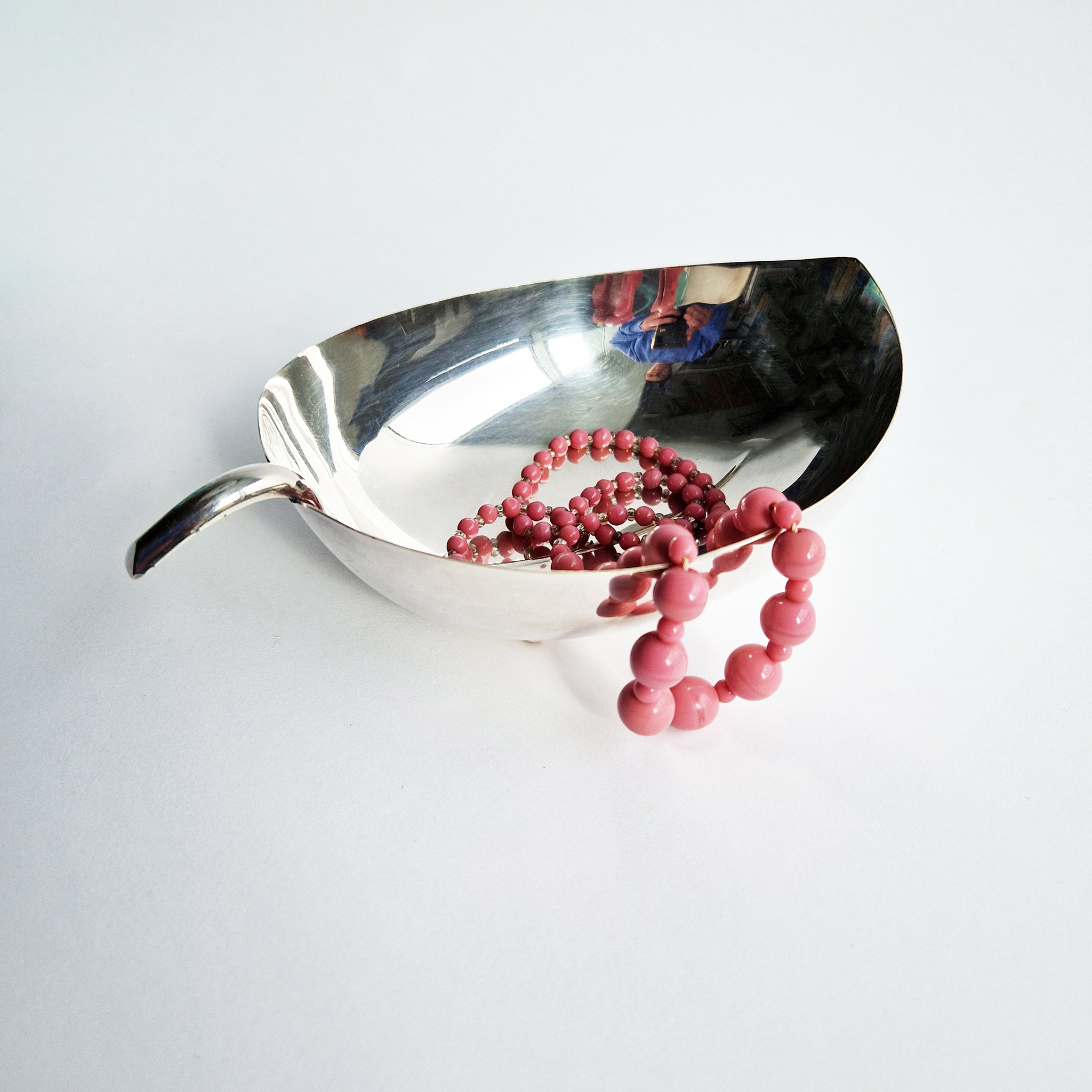 Vintage silver-plated leaf trinket bowl by de Uberti