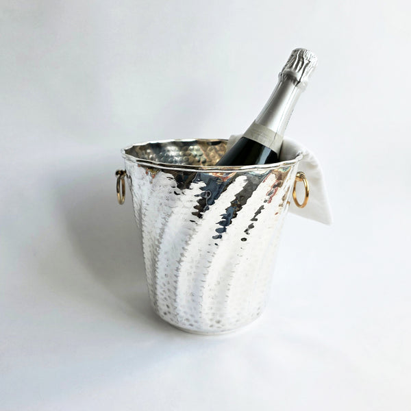 Vintage Italian silver-plated wine cooler with swirls