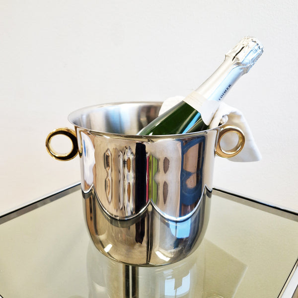 Vintage Italian wine cooler with gold-plated handles