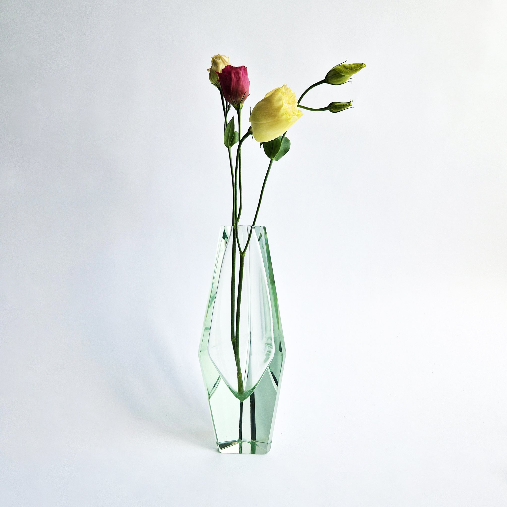 Vintage Murano faceted green vase