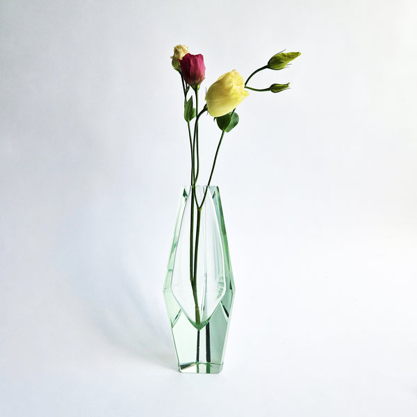 Vintage Murano faceted green vase