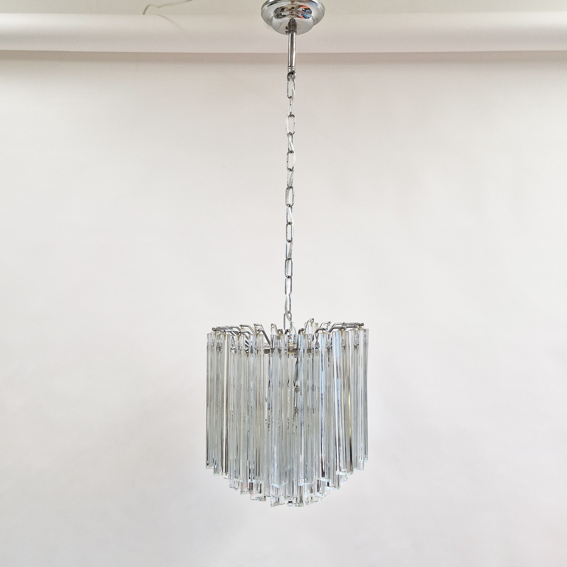 1970s Venini Murano glass triedre chandelier