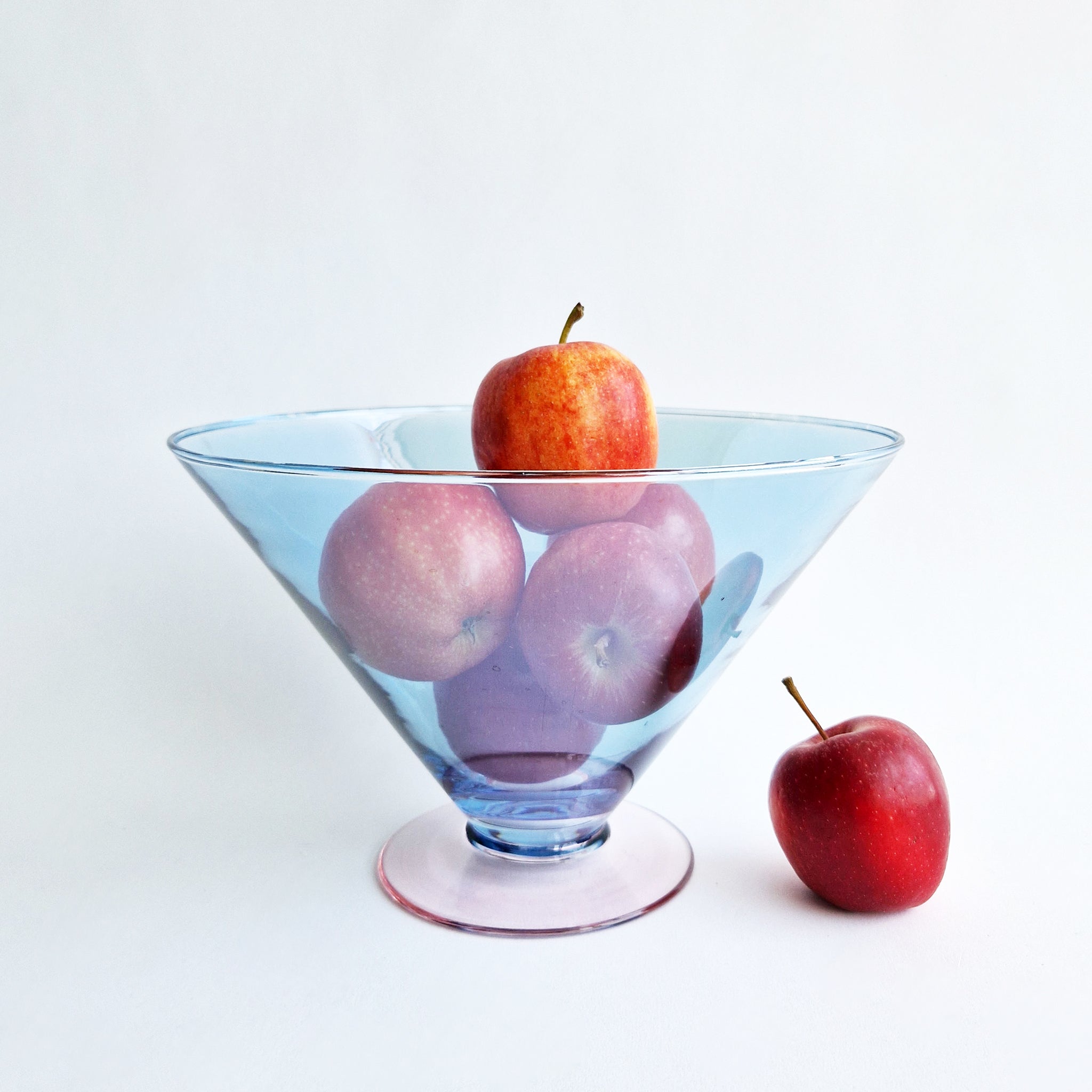Vintage Italian conical glass footed fruit bowl