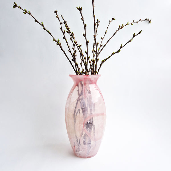Vintage Italian pink glass vase by Vetreria Lux