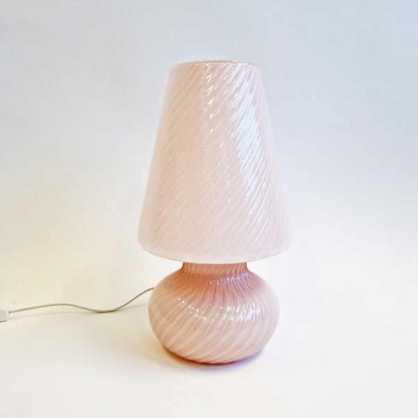Vintage pink swirl Murano mushroom lamp