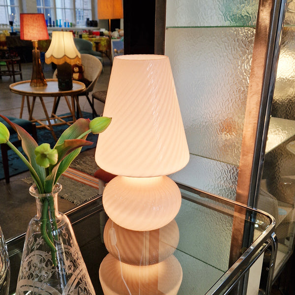 Vintage pink swirl Murano mushroom lamp