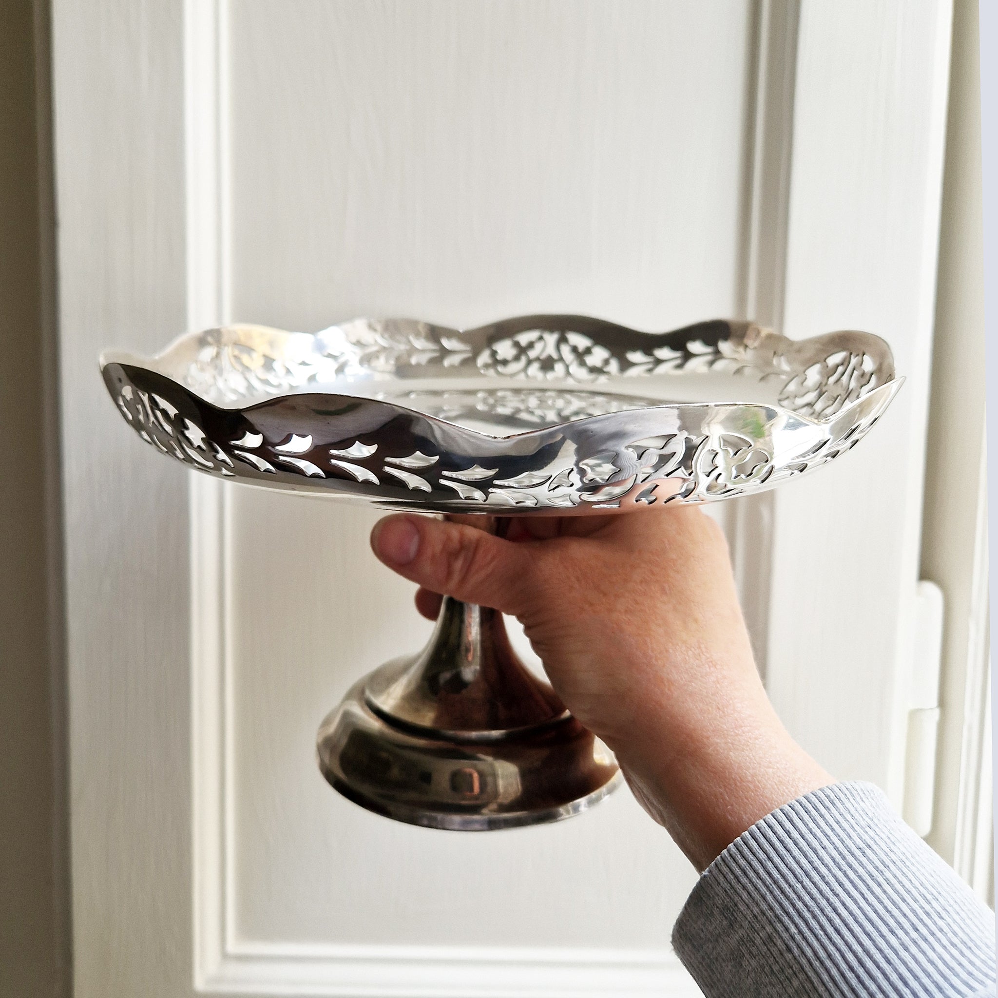 Vintage silvered pedestal bowl