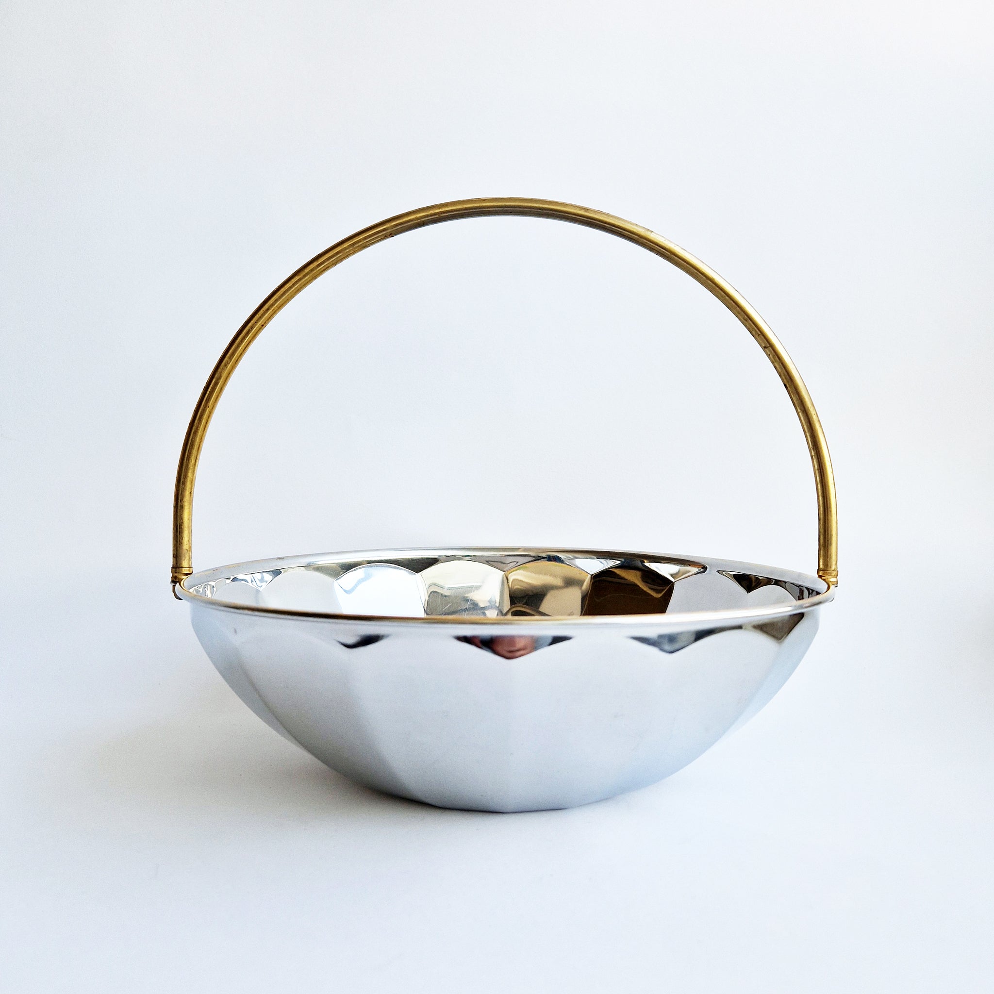 Vintage Italian fruit basket in stainless steel