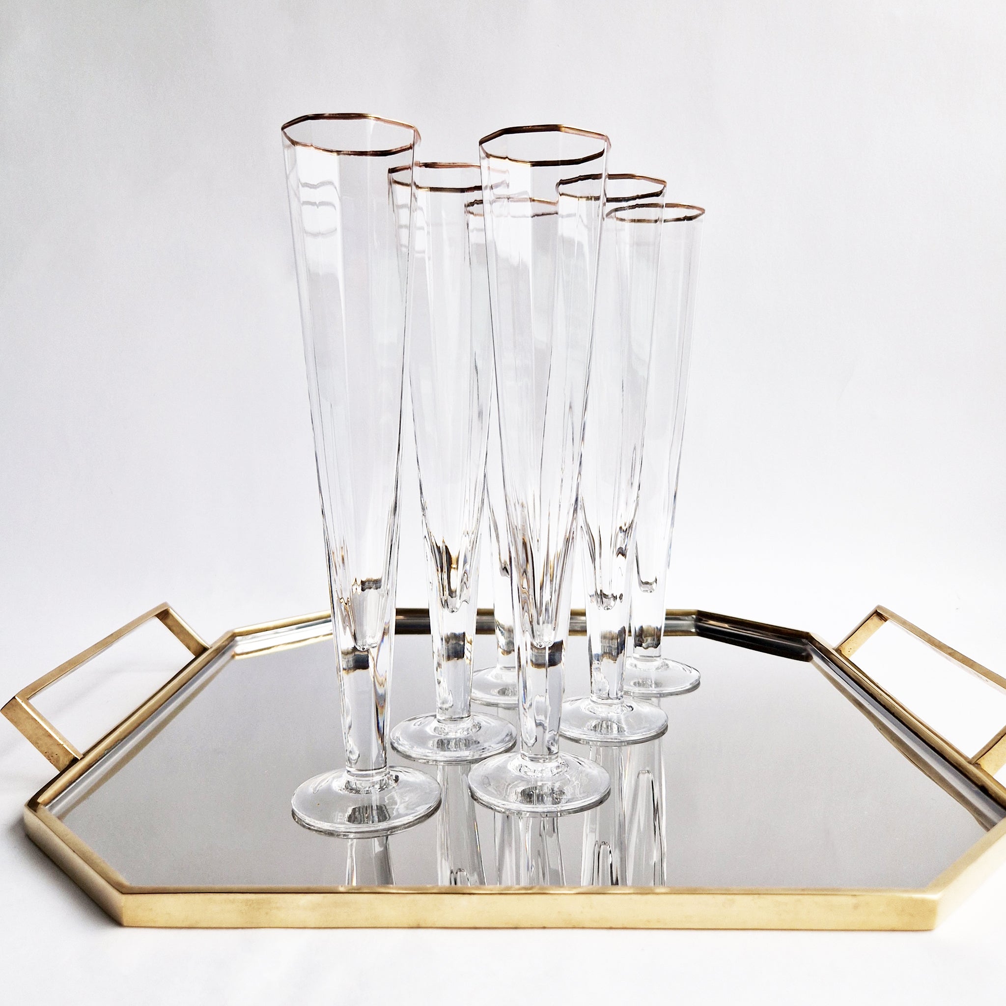 Vintage Italian octagonal champagne flutes (Set of 6)