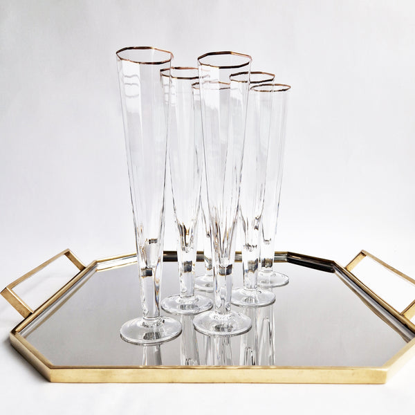 Vintage Italian octagonal champagne flutes (Set of 6)