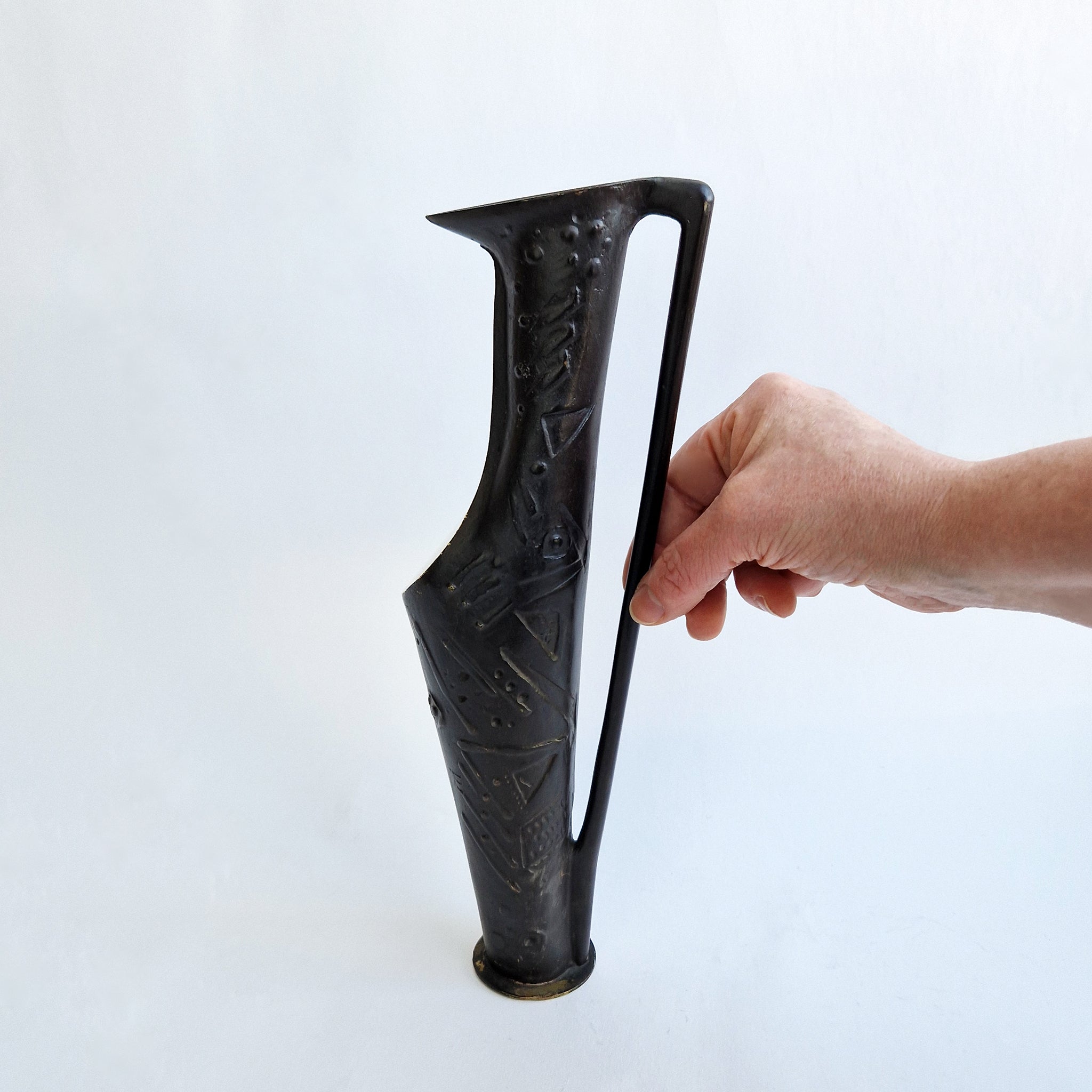 1970s brutalist brass vase