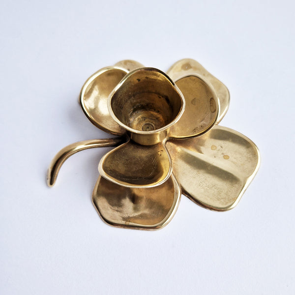 Vintage brass clover candleholder