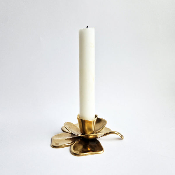 Vintage brass clover candleholder