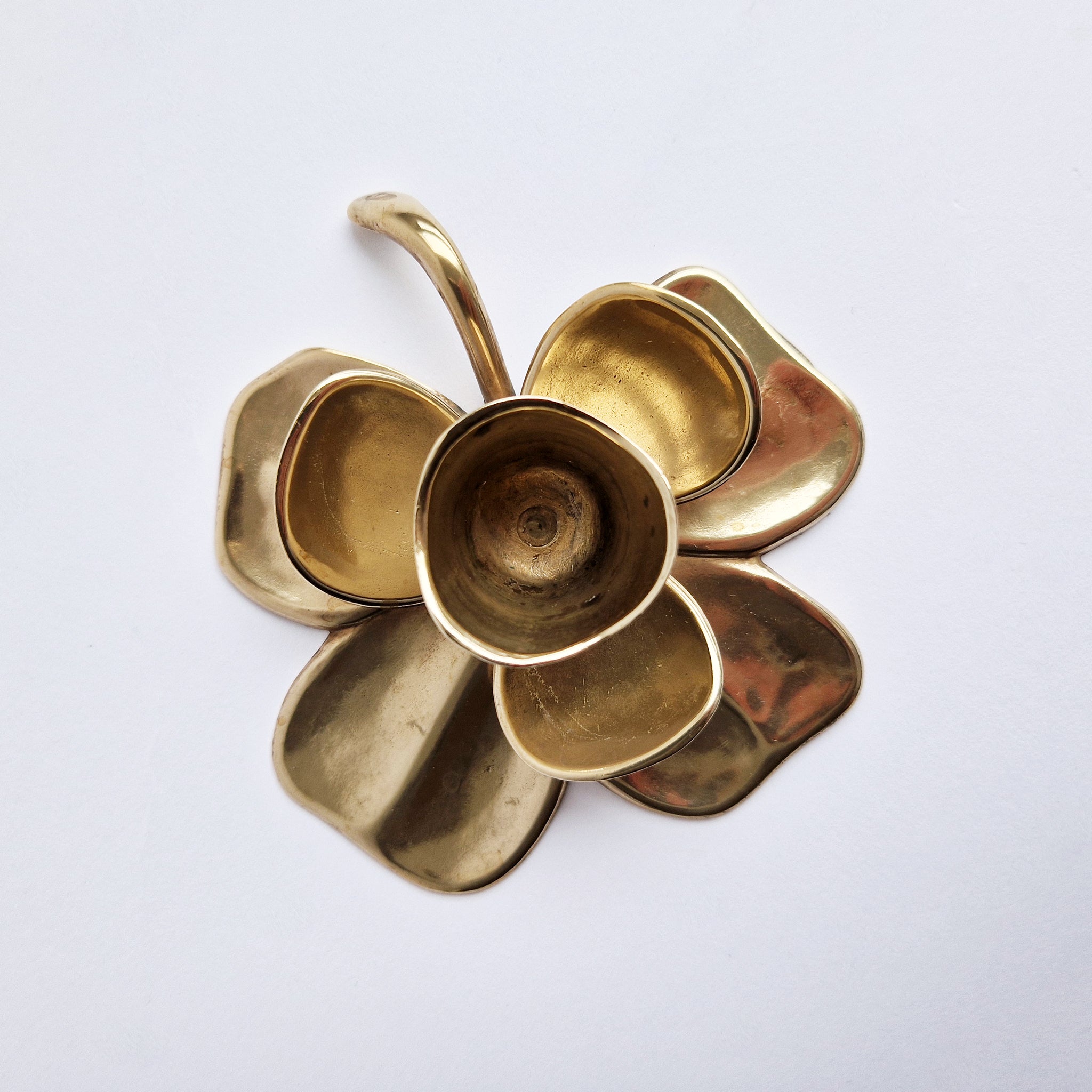 Vintage brass clover candleholder