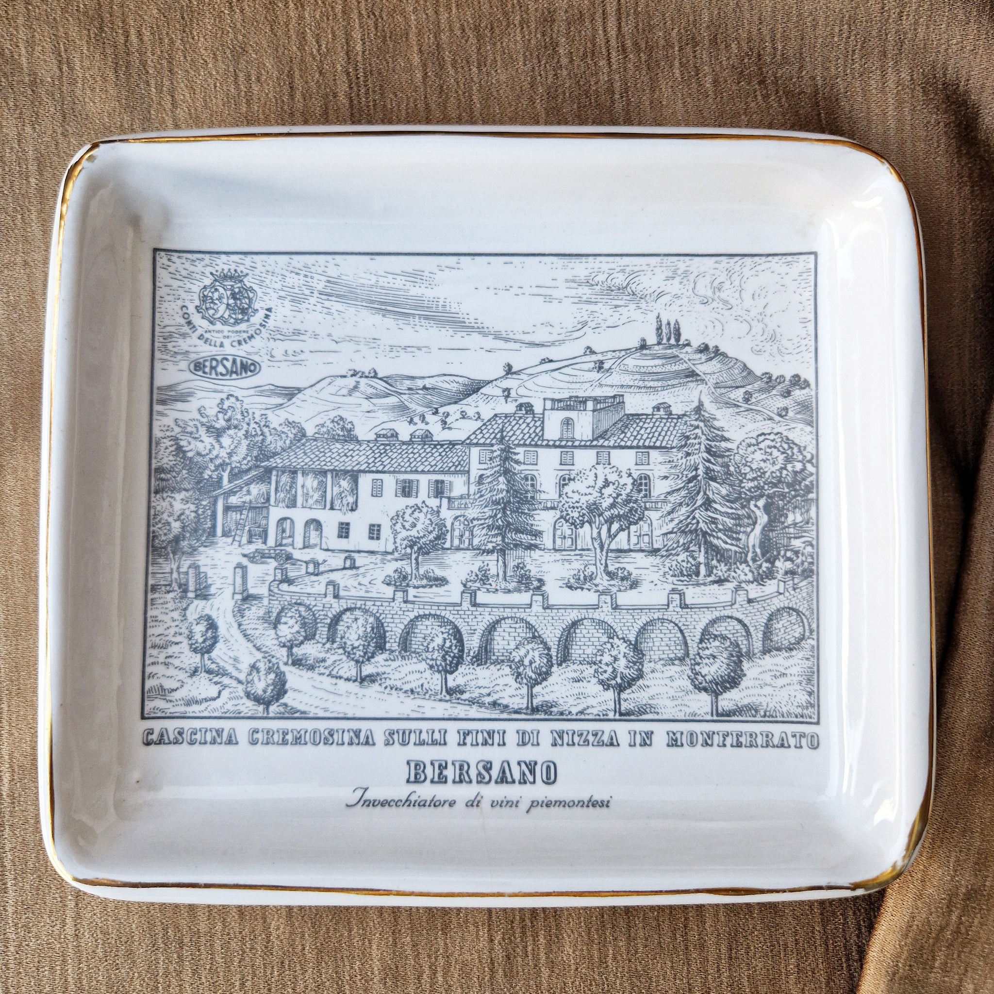 Vintage Italian ceramic trinket dish for Bersano winery