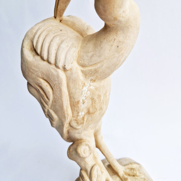 Vintage Italian ceramic heron statue