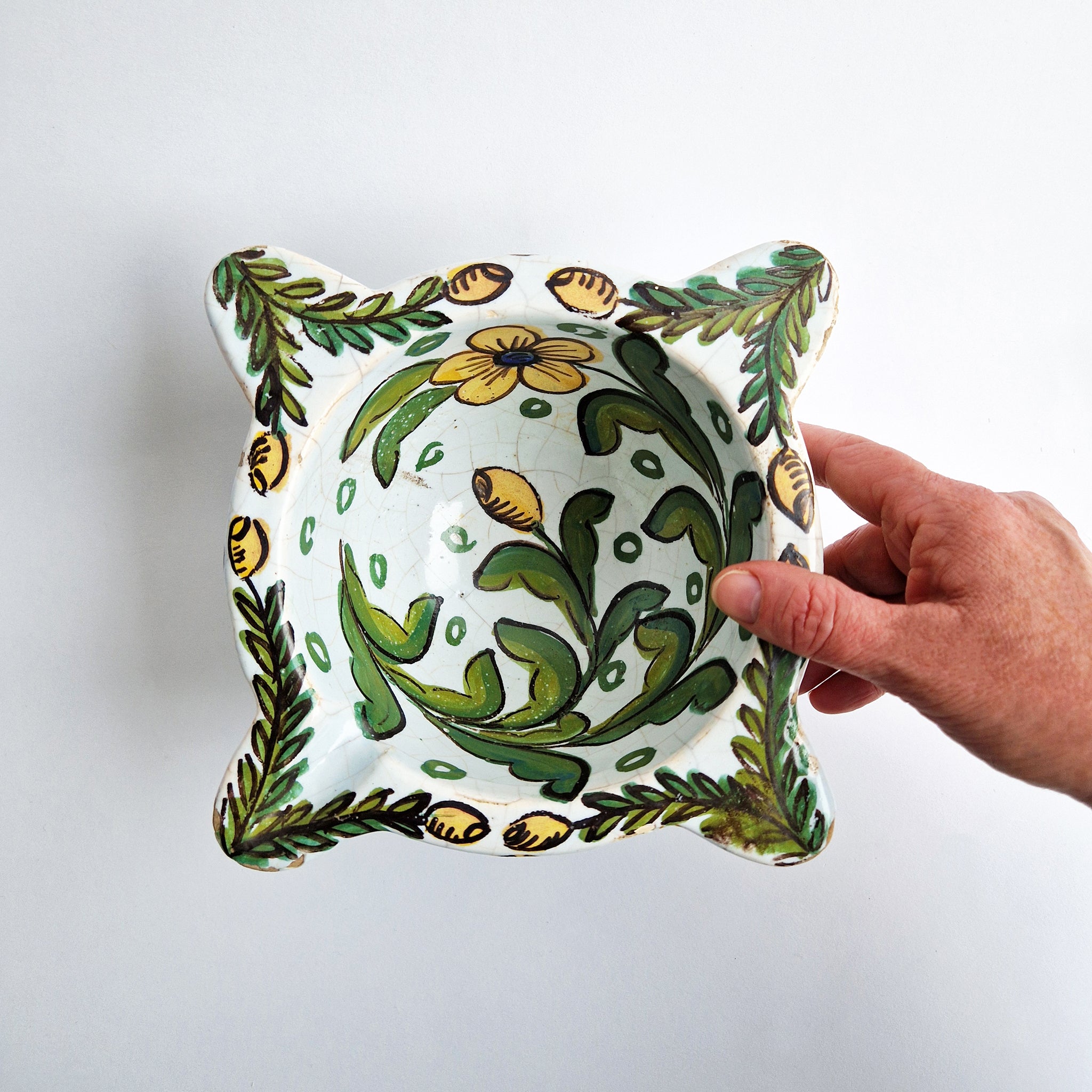 Vintage glazed ceramic mortar