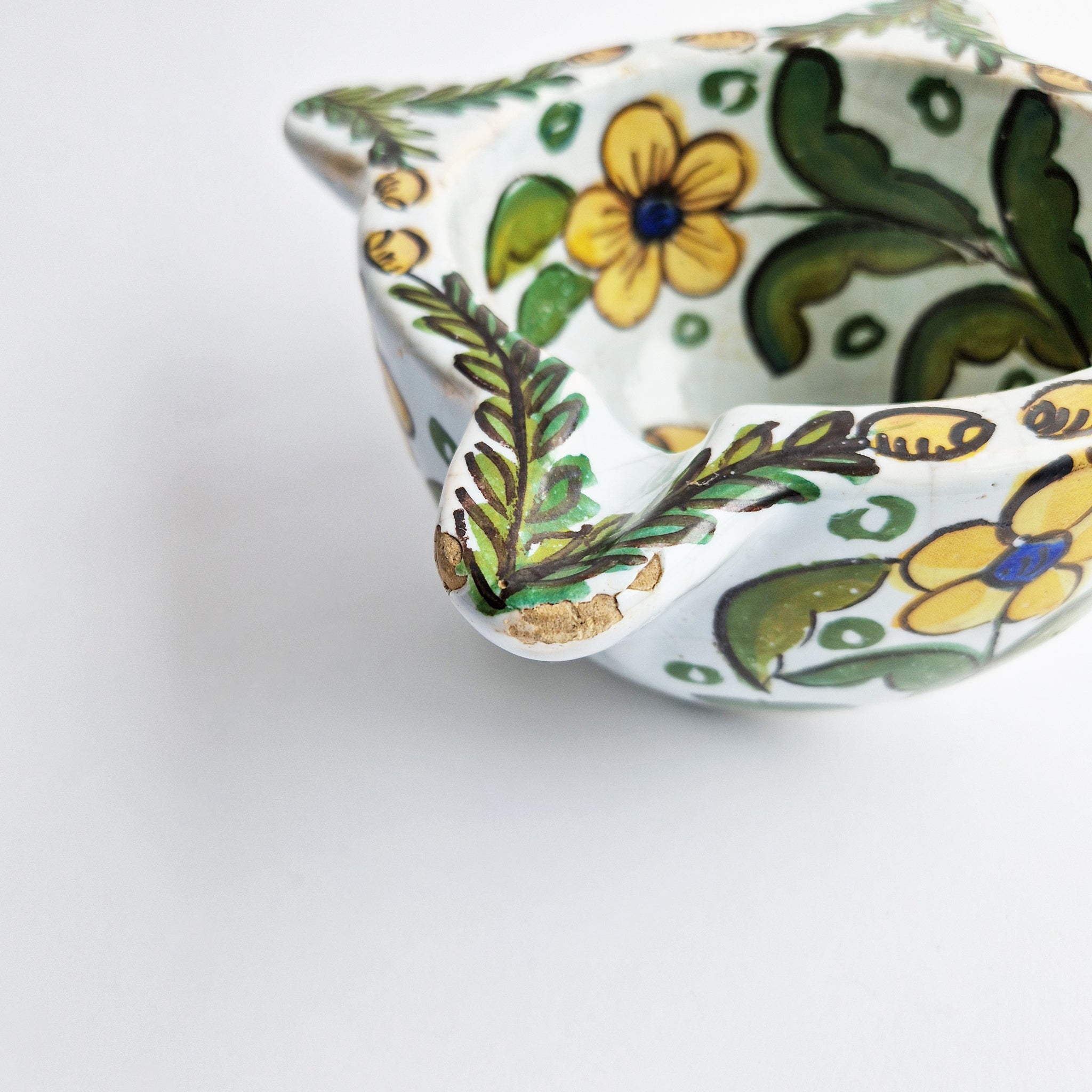 Vintage glazed ceramic mortar