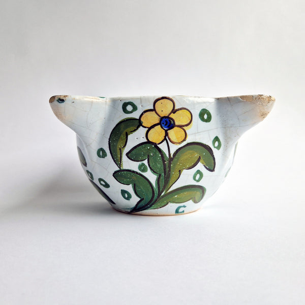 Vintage glazed ceramic mortar
