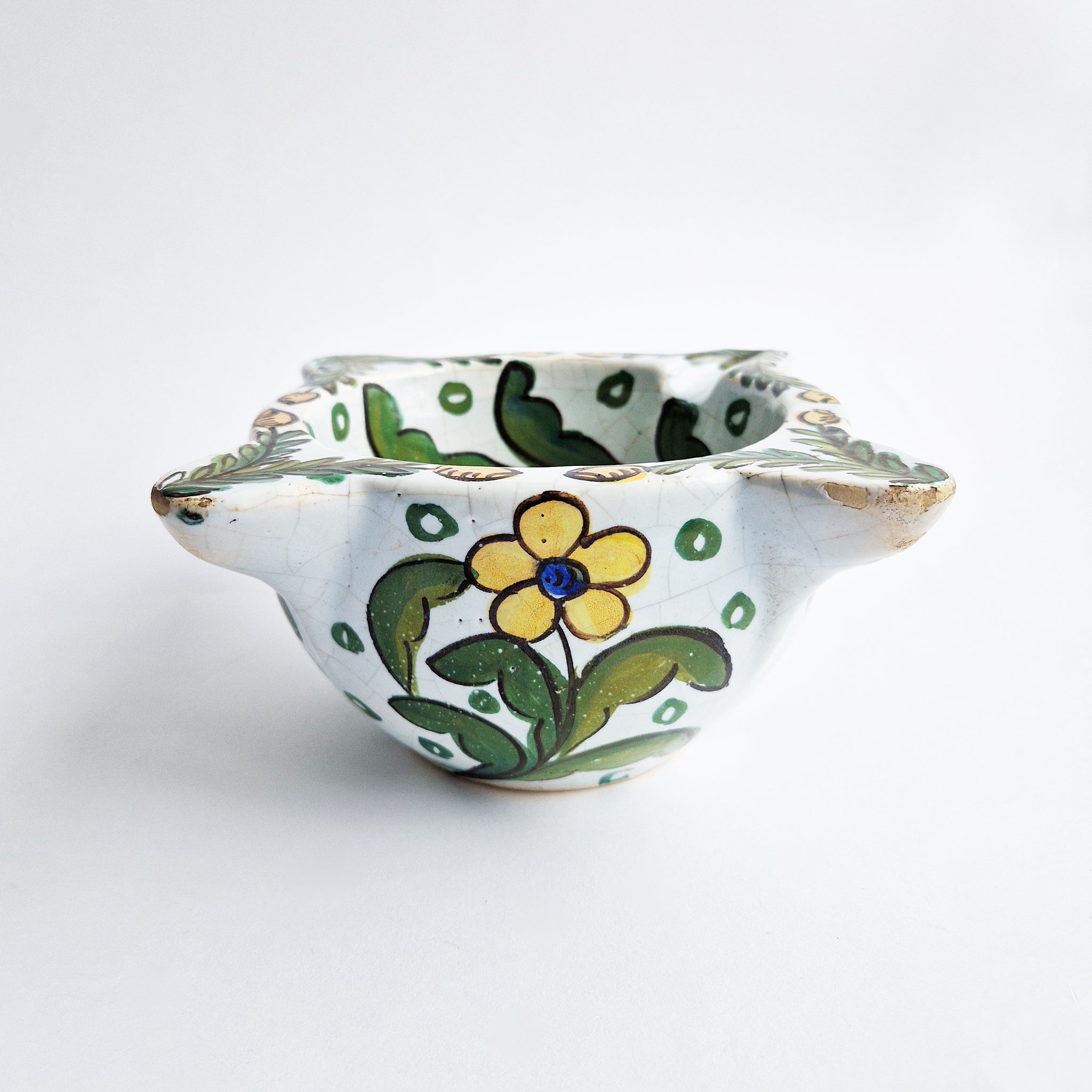 Vintage glazed ceramic mortar