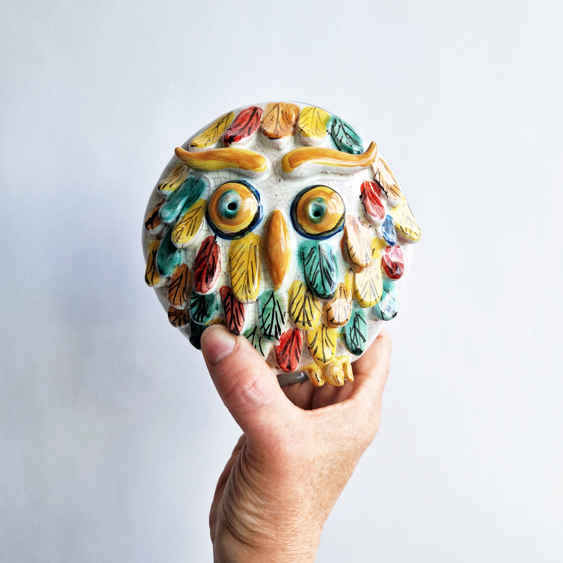 Vintage Sicilian terracotta owl figurine