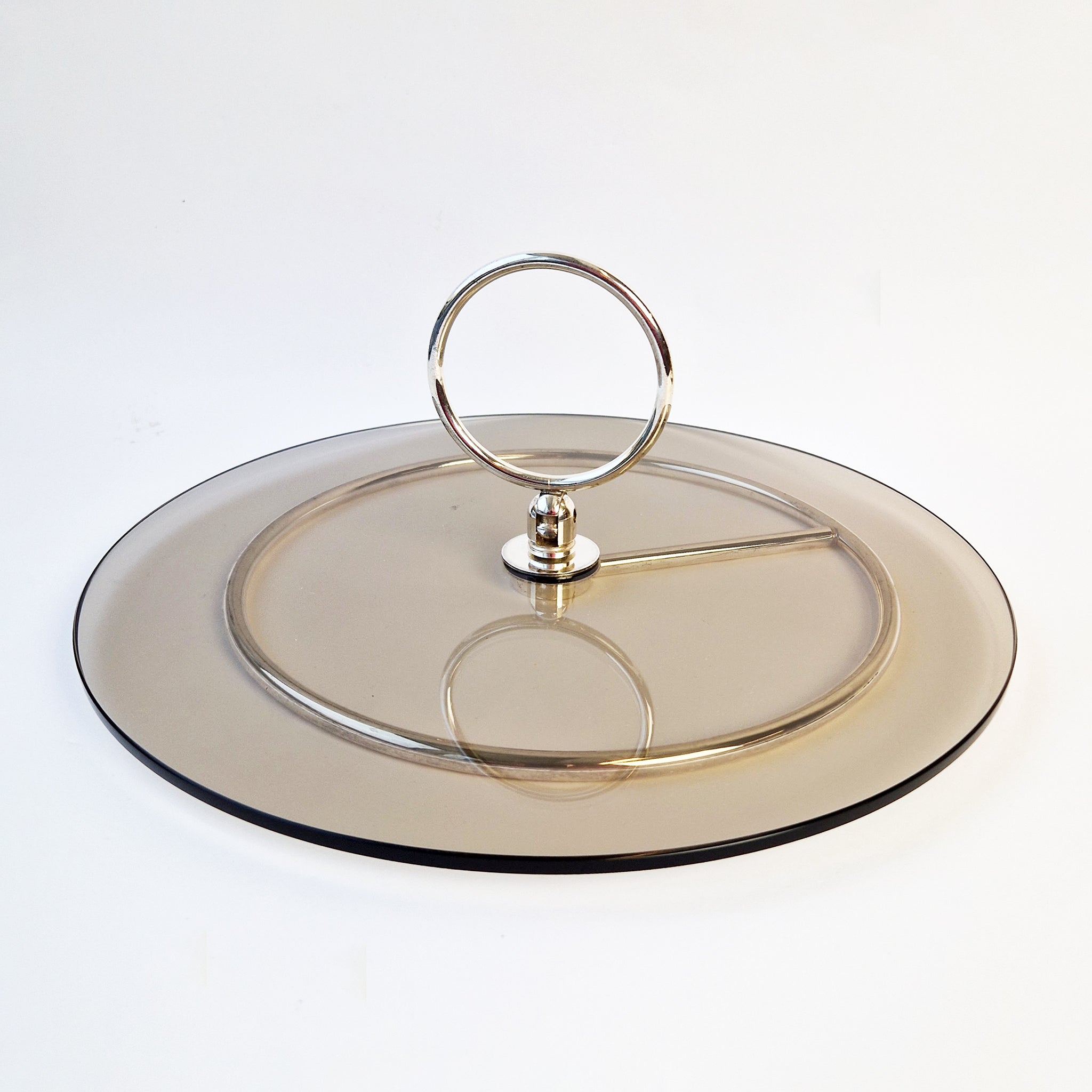 Vintage glass cheese platter by Christofle