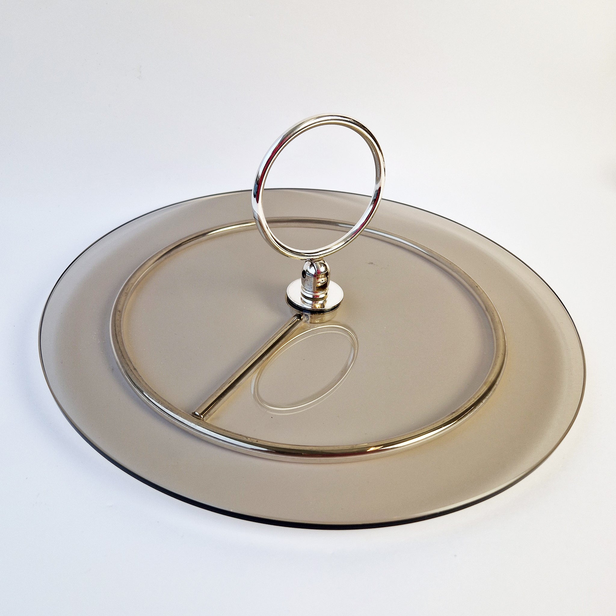 Vintage glass cheese platter by Christofle