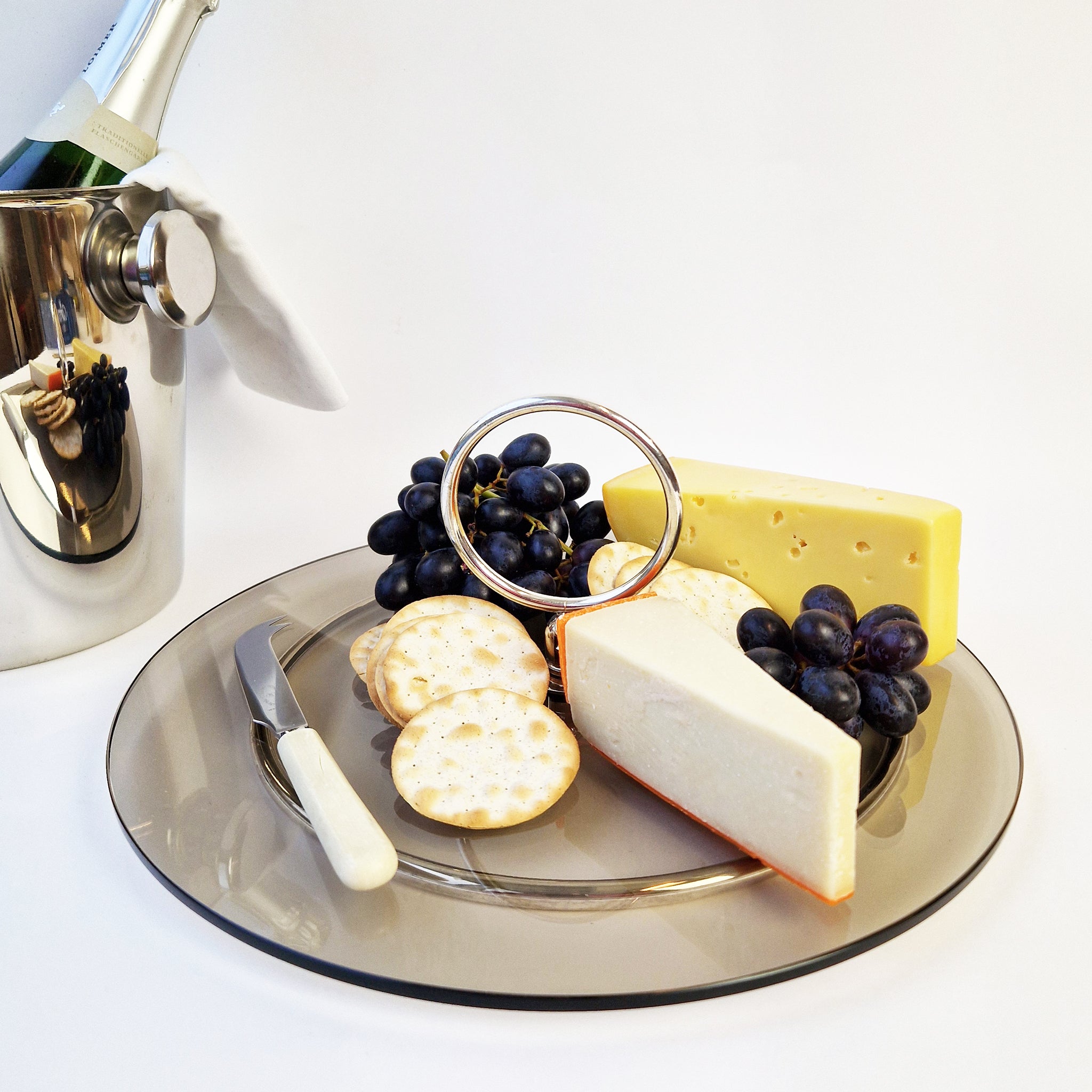 Vintage glass cheese platter by Christofle